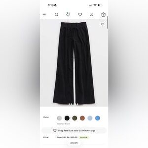 Aerie Washed Black Wide-Leg Joggers